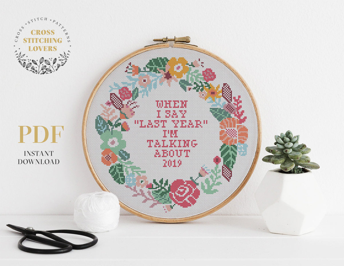 beginner Cross stitch pattern, Subversive I Hate You the Least, instant pdf  download