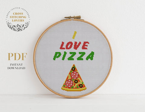 I Love Pizza - Cross stitch pattern