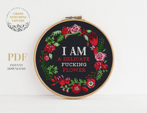 I am delicate flower - Cross stitch pattern