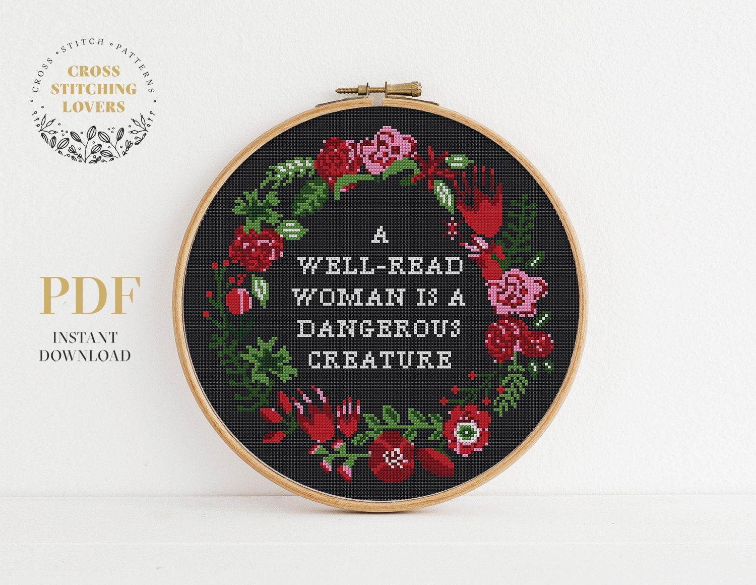 A Well-Read Woman Is a Dangerous Creature - Cross stitch pattern