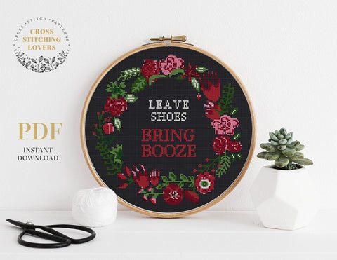 Leave Shoes Bring Booze - Cross stitch pattern