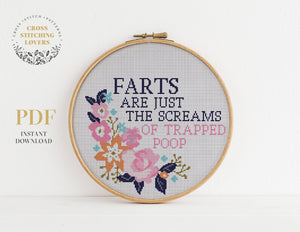 Funny Fart text - Cross stitch pattern