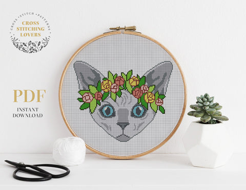 Funny sphinx cat - Cross stitch pattern